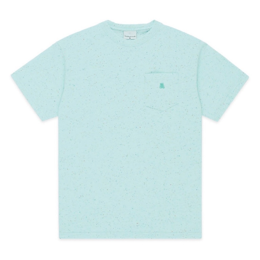 Teddy Fresh Light Mint Green Speckled Pocket Tee Unisex Size L